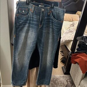 True Religion Men's Distressed Blue Jeans